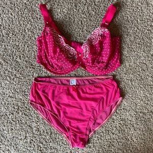 Elomi “Betty” pink bra and panty set 36G / Large
